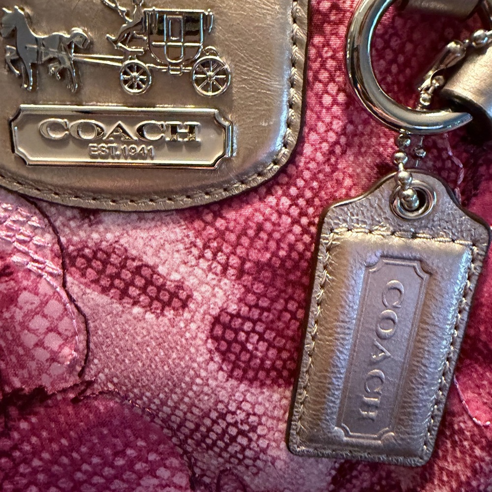 Coach Pink Floral Satchel Bag - Picture 5 of 8
